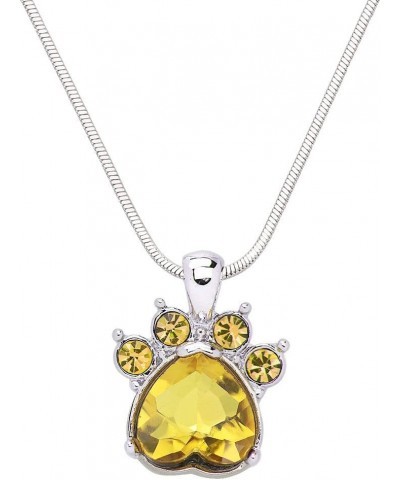 Crystal Paw Birthstone Pendant Necklace 17 Inch Snake Chain Gift Box Included 11-November $7.00 Necklaces