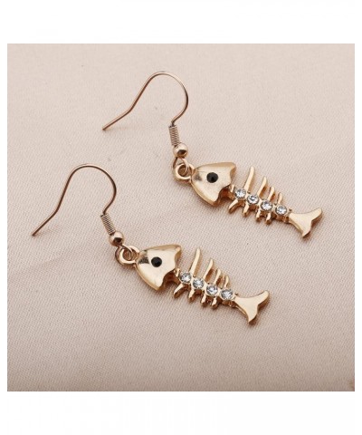 Fish Bones Gift Fish bones Skeleton Earrings Necklace Fish Bones Animal Jewelry Fish Bones lover Gift for Women Girl Ear- Fis...