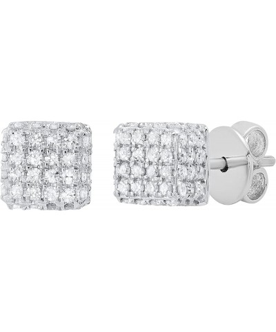 0.33 Carat (ctw) Round White Diamond Cube Shape Iced Out Unisex Stud Earrings in 925 Sterling Silver Push Back $47.62 Earrings