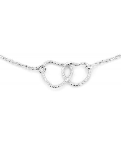 Sterling Silver Jewelry - Rhodium Plated 925 Stamp - Interlinked Open Couple Heart Anklet - Jewelry Stylish Beautifully Desig...