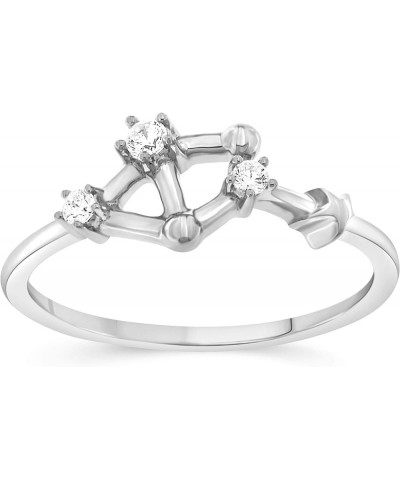 1/10 Cttw Diamond Celestial Star Horoscope Astrology Diamond Zodiac Ring for Women in 925 Sterling Silver Color H-I/Clarity I...