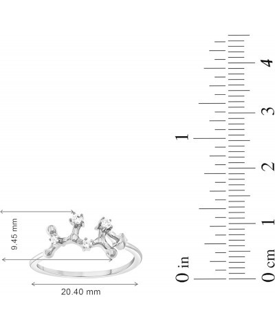 1/10 Cttw Diamond Celestial Star Horoscope Astrology Diamond Zodiac Ring for Women in 925 Sterling Silver Color H-I/Clarity I...
