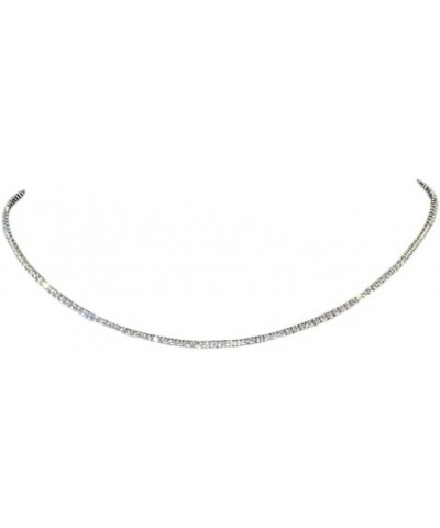 KESHAV || 925 Sterling Silver 2.5 MM Round Cut White Diamond Wedding & Engagement Tennis Necklace 14K White Gold Finish For W...