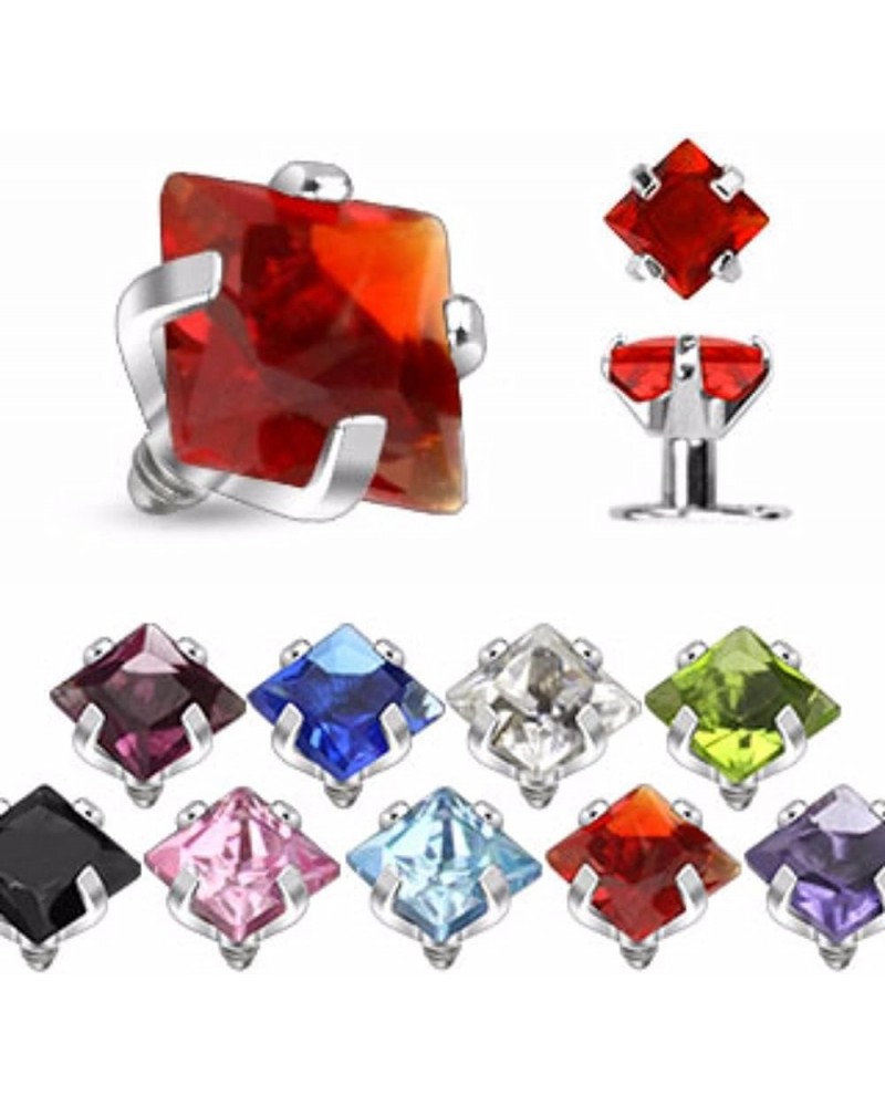 Square Dermal Top Prong Set Gem Internally Threaded 2mm or 3mm 2mm Purple $6.75 Body Jewelry