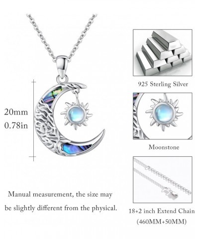 Sun and Moon Necklace 925 Sterling Silver Mountains Abalone Shell Moonstone Pendant Jewelry Mothers Day Gift for Women Girls ...