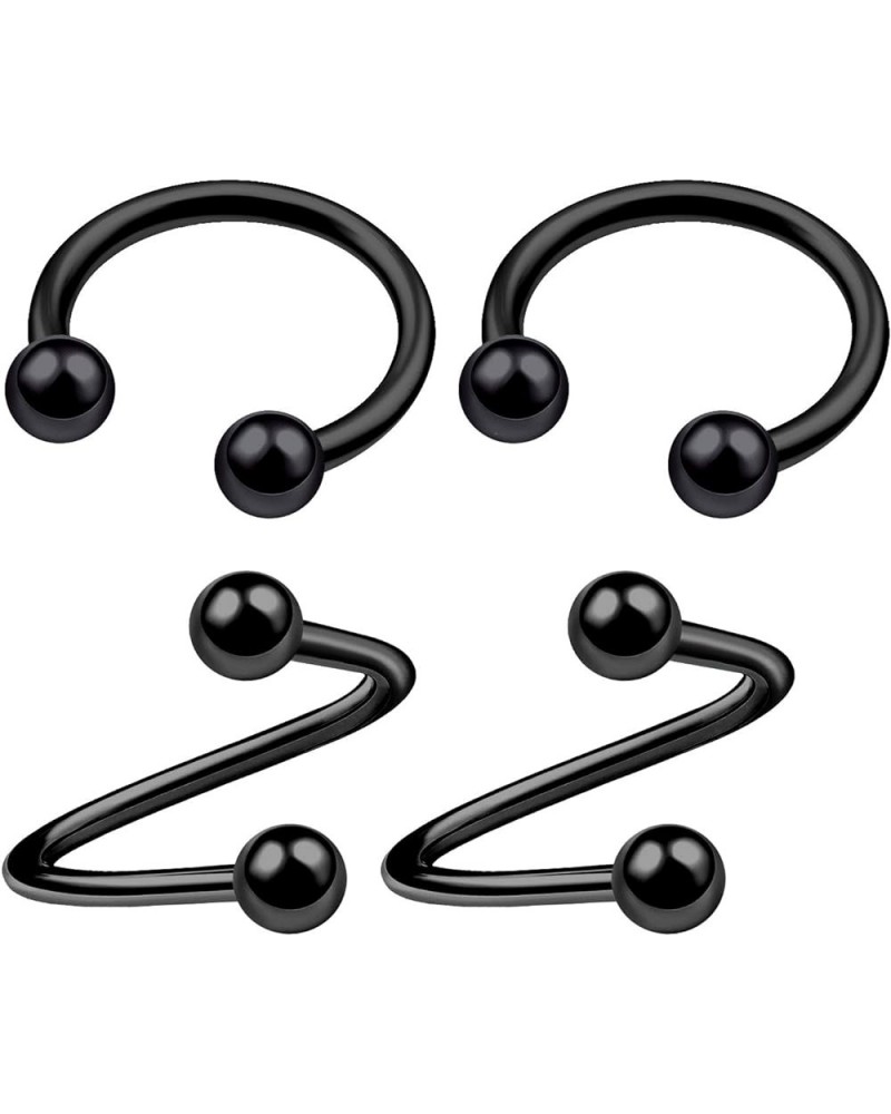 4Pcs Steel Anodized 20g-14g horseshoe earring spiral barbell Piercing Jewelry Septum Nose Tragus Cartilage Ball More Choices ...