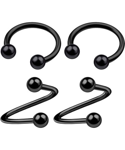 4Pcs Steel Anodized 20g-14g horseshoe earring spiral barbell Piercing Jewelry Septum Nose Tragus Cartilage Ball More Choices ...