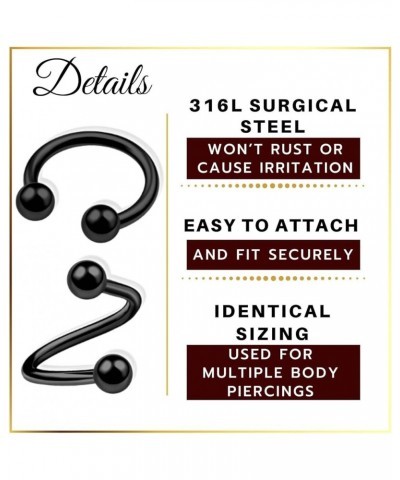 4Pcs Steel Anodized 20g-14g horseshoe earring spiral barbell Piercing Jewelry Septum Nose Tragus Cartilage Ball More Choices ...