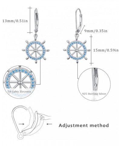 Nautical Drop Earrings 925 Sterling Silver Anchor/Compass/Rudder Studs Earrings Oceans Sailor Earrings Nautical Jewelry Gifts...