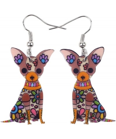 Acrylic Chihuahua Earrings Dangle Drop Fashion Pet Jewelry for Women Girls Kids Charm Gift Brown $6.47 Earrings