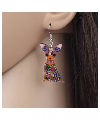 Acrylic Chihuahua Earrings Dangle Drop Fashion Pet Jewelry for Women Girls Kids Charm Gift Brown $6.47 Earrings