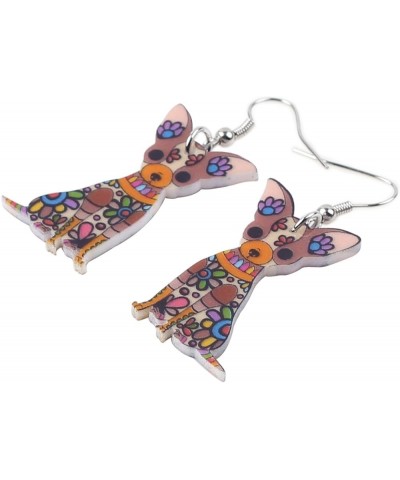 Acrylic Chihuahua Earrings Dangle Drop Fashion Pet Jewelry for Women Girls Kids Charm Gift Brown $6.47 Earrings