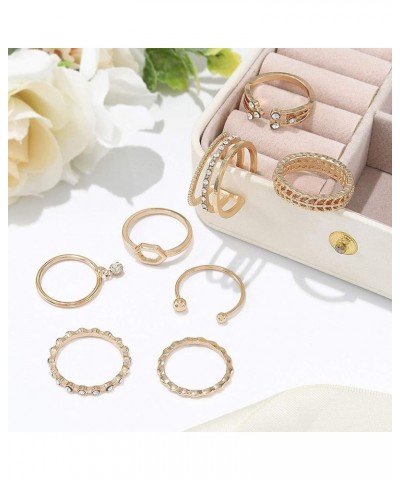 Hollow Stackable Rings 9pcs Gold Finger Rings Knuckle Rings Simple Joint Ring for Women and Girls Gold 10pcs $7.47 Rings