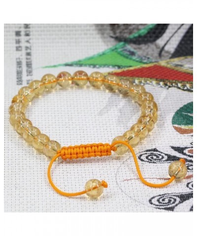 Natural Gemtone 8mm Round Beads Crystal Adjustable Braided Macrame Tassels Bracelets Unisex Yellow Citrine $8.39 Bracelets