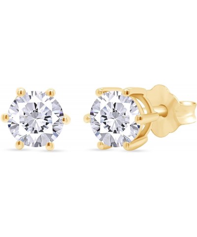 Moissanite Stud Earrings, 1ct DF Color Ideal Cut Lab Created Diamond 18K Gold Plated Earrings for Women with Certificate of A...