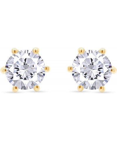 Moissanite Stud Earrings, 1ct DF Color Ideal Cut Lab Created Diamond 18K Gold Plated Earrings for Women with Certificate of A...