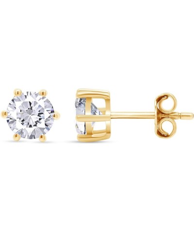 Moissanite Stud Earrings, 1ct DF Color Ideal Cut Lab Created Diamond 18K Gold Plated Earrings for Women with Certificate of A...