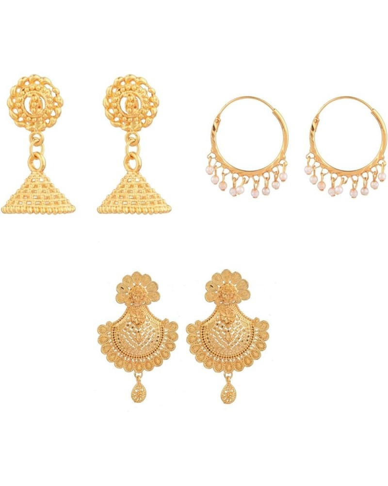 Indian Jewelry Bollywood Gold Tone Style Jhumka Jhumki Dangle Earrings Set for Women Multipack $7.94 Earrings