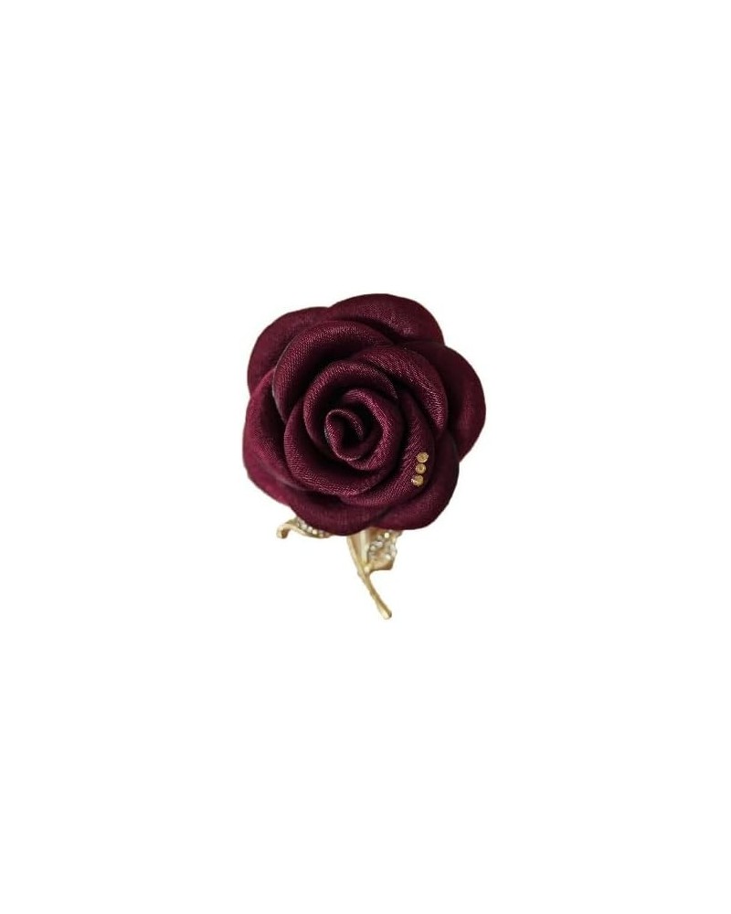 Red Flower Pin Brooch, Floral Brooch, Fabric Rose Brooch Pin for Women, Wedding Party Dress and Scarf Accessories, Fashion Je...