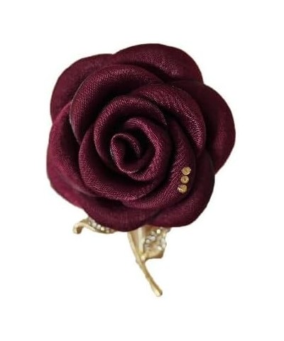 Red Flower Pin Brooch, Floral Brooch, Fabric Rose Brooch Pin for Women, Wedding Party Dress and Scarf Accessories, Fashion Je...