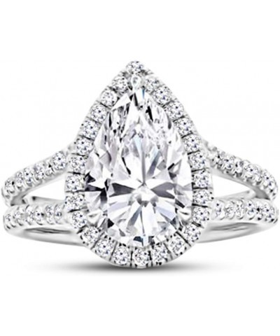 14K White Gold 3 Carat LAB GROWN DIAMOND Split Shank Pear Cut Diamond Engagement Ring (G-H Color VS1-VS2 Clarity 2.5 Ct Cente...