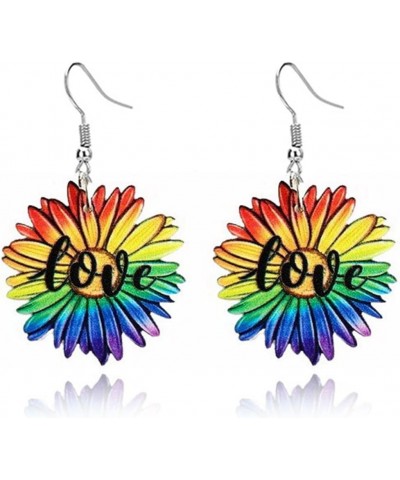 Rainbow Earrings for Women Love Wins Dangle Post Earrings Gay Lesbian Earrings Colorful Love Butterfly Sunflower Rainbow Drop...