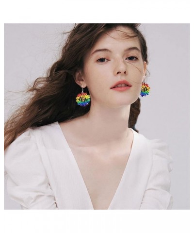 Rainbow Earrings for Women Love Wins Dangle Post Earrings Gay Lesbian Earrings Colorful Love Butterfly Sunflower Rainbow Drop...