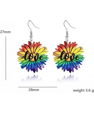 Rainbow Earrings for Women Love Wins Dangle Post Earrings Gay Lesbian Earrings Colorful Love Butterfly Sunflower Rainbow Drop...