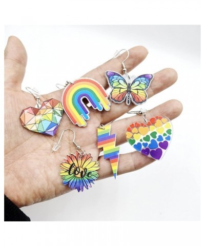 Rainbow Earrings for Women Love Wins Dangle Post Earrings Gay Lesbian Earrings Colorful Love Butterfly Sunflower Rainbow Drop...