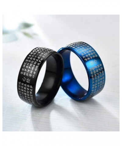 8mm Wide Heart Sutra Ring for Men Women Stainless Steel Rings Band Comfort Fit Wedding Day Jewelry with Gifts Bag Blue $9.00 ...