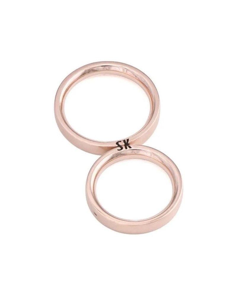 Personalized Initial Couples Ring Set - 2 Rings - Sterling Silver 0.925, 18K Gold & Rose Gold Plating - Dainty Gift For New C...