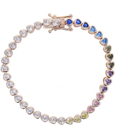 Various Shaped Geometric Bezel CZ Tennis Chain Bracelet Classic Women Jewelry 17cm rose rainbow heart $15.93 Bracelets