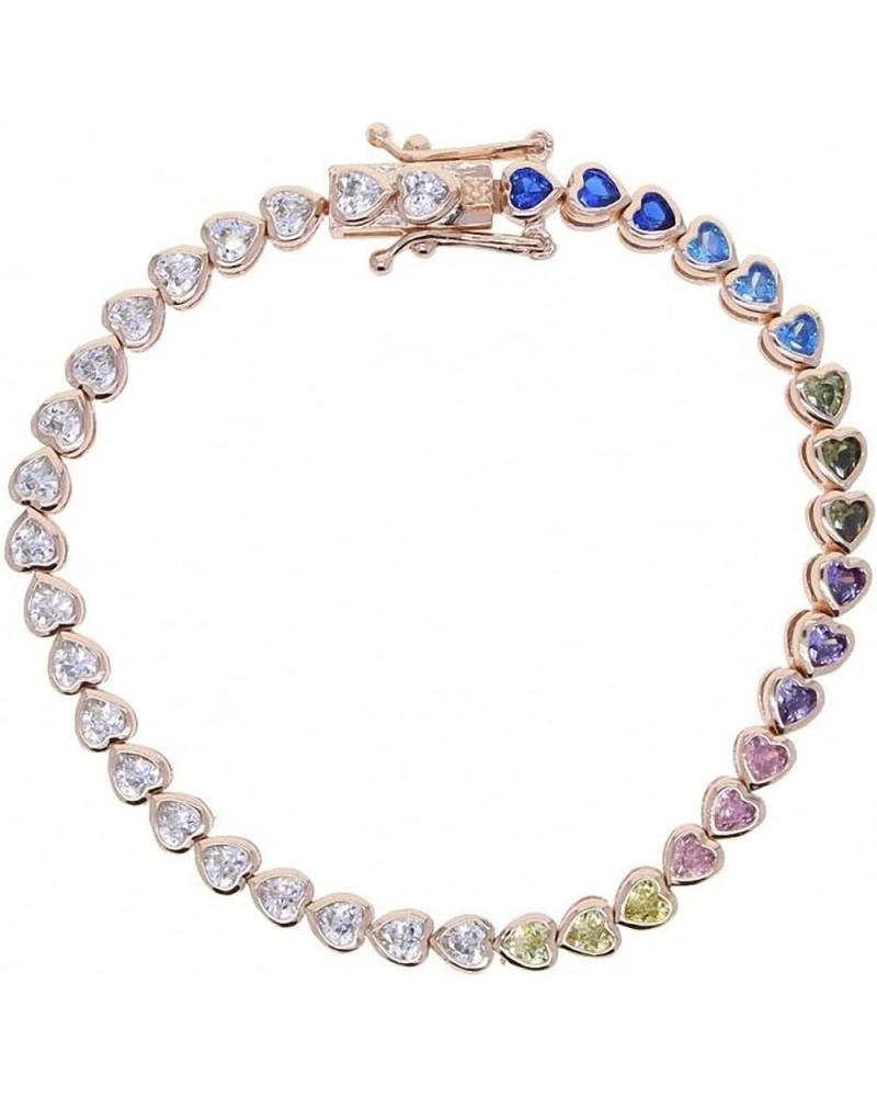 Various Shaped Geometric Bezel CZ Tennis Chain Bracelet Classic Women Jewelry 17cm rose rainbow heart $15.93 Bracelets