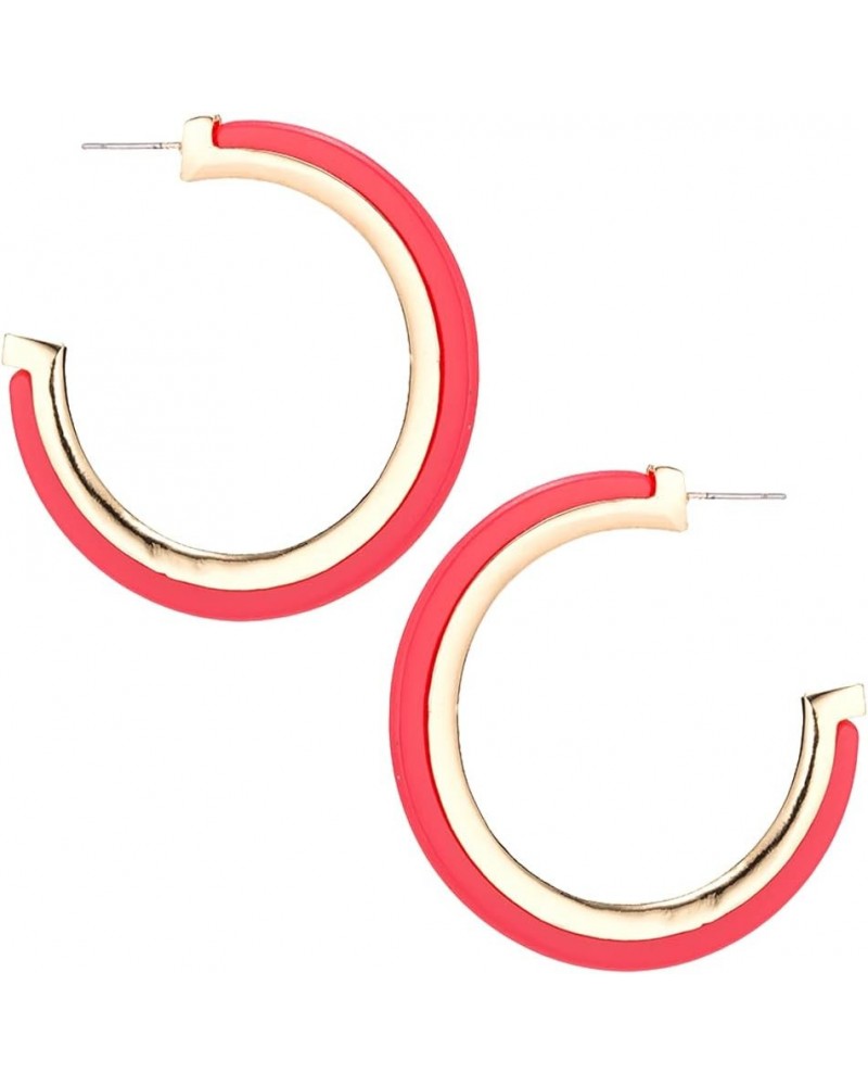 Bohemian Boho Acrylic & Metal Hoop Earrings for Women – Acetate Lucite Resin Hoop Earrings – Beautiful Colors – 2 Inch (50mm)...