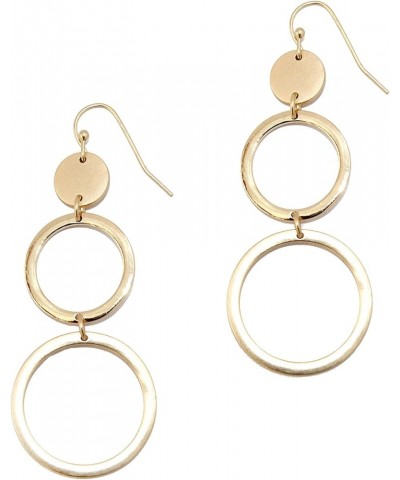 Lightweight Linked Geometric Dangle Earrings Matte Gold Circle Oval Hexagon Link Dangle Drop Earrings for Women Girls Circle_...