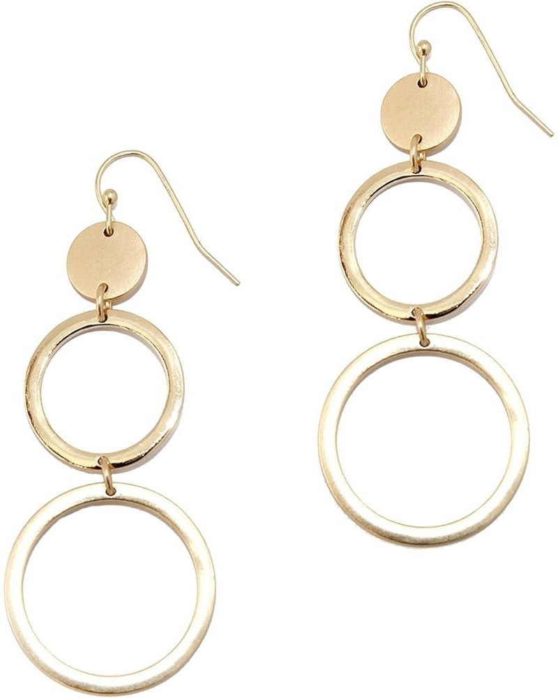 Lightweight Linked Geometric Dangle Earrings Matte Gold Circle Oval Hexagon Link Dangle Drop Earrings for Women Girls Circle_...