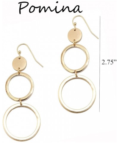 Lightweight Linked Geometric Dangle Earrings Matte Gold Circle Oval Hexagon Link Dangle Drop Earrings for Women Girls Circle_...