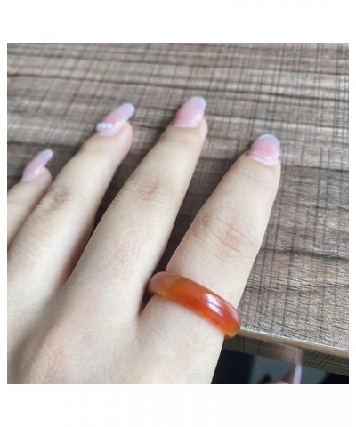 Carnelian Crystal Rings Natural Carnelian Gemstone Band Ring for Women Carnelian Smooth Round Donut Ring $6.25 Rings