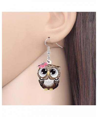 Cute Acrylic Owl Earrings Dangle Cartoon Owl Jewelry for Women Girls Owl Lovers Gifts Brown $7.14 Earrings