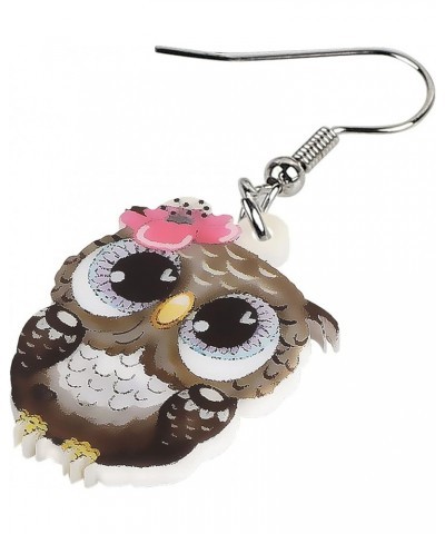 Cute Acrylic Owl Earrings Dangle Cartoon Owl Jewelry for Women Girls Owl Lovers Gifts Brown $7.14 Earrings