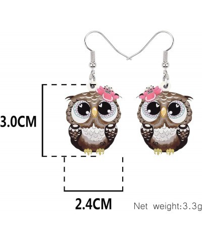 Cute Acrylic Owl Earrings Dangle Cartoon Owl Jewelry for Women Girls Owl Lovers Gifts Brown $7.14 Earrings