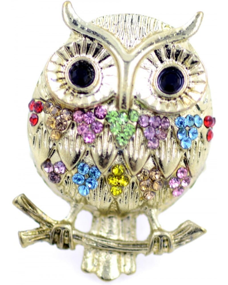 Adjustable Gold Tone Effect owl Stretch Ring with Crystal $8.39 Rings