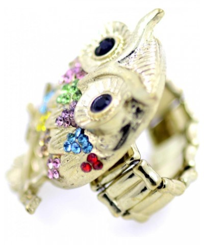 Adjustable Gold Tone Effect owl Stretch Ring with Crystal $8.39 Rings