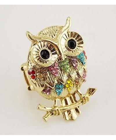 Adjustable Gold Tone Effect owl Stretch Ring with Crystal $8.39 Rings