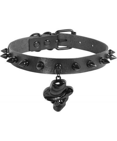 Punk Leather Studded Choker Necklace for Women Retro Classic Vintage Pendant Collars for Woman Man A6 - Skull $8.66 Necklaces