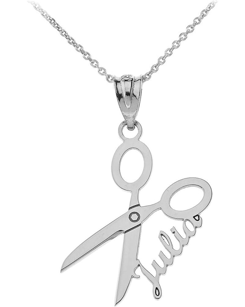 .925 Sterling Silver 1-1/8" x 7/8" Scissors Shears with Your Name Customizable Hairdresser Pendant Necklace - Choice of Chain...