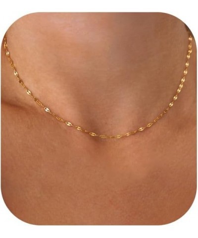 Gold Necklace for Women, 14k Gold Plated Choker Dainty Layered Necklaces, Silver Necklace for Women 14k White Gold Plated Dai...