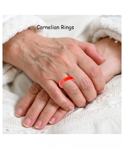 Carnelian Crystal Rings Natural Carnelian Gemstone Band Ring for Women Carnelian Smooth Round Donut Ring $6.25 Rings