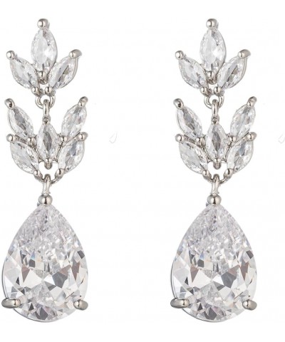 (44855-100) Silver Crystal Cubic Zirconia 1.5in Drop Fashion Jewelry Earrings $8.84 Earrings