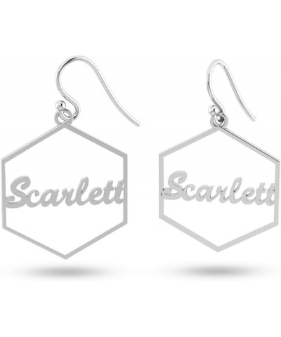 Personalized Customized Name Drop Dangle Earrings for Women Teen Hexagon $10.65 Earrings